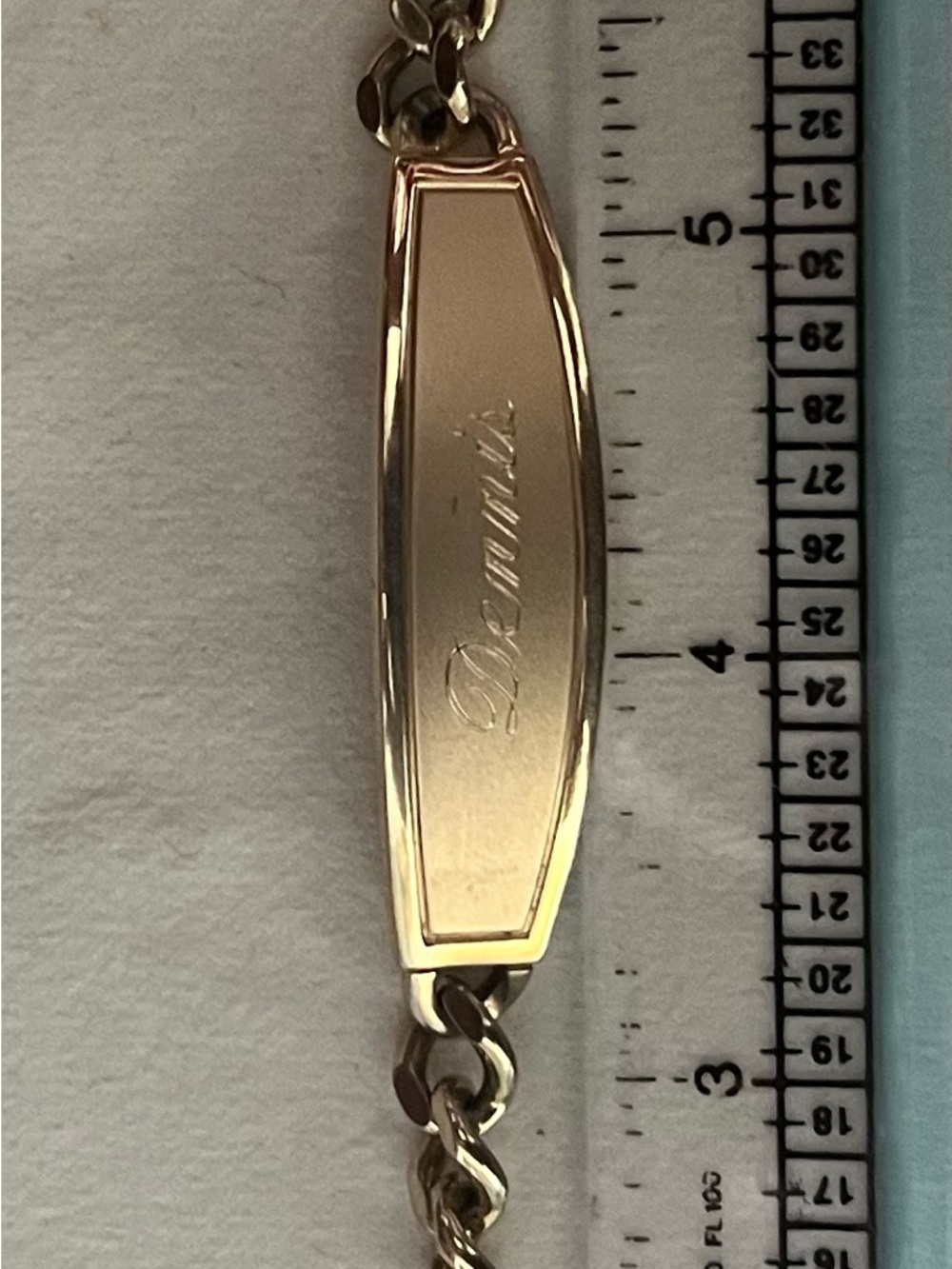 Speidel Gold Tone Men’s Engraved ID Curb Bracelet - “Dennis”